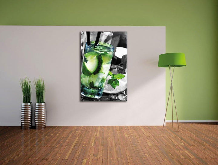 Pixxprint Caipirinhacocktails auf Tablett als Leinwandbild/Grösse: 120x80 cm/Wandbild/Kunstdruck/fer