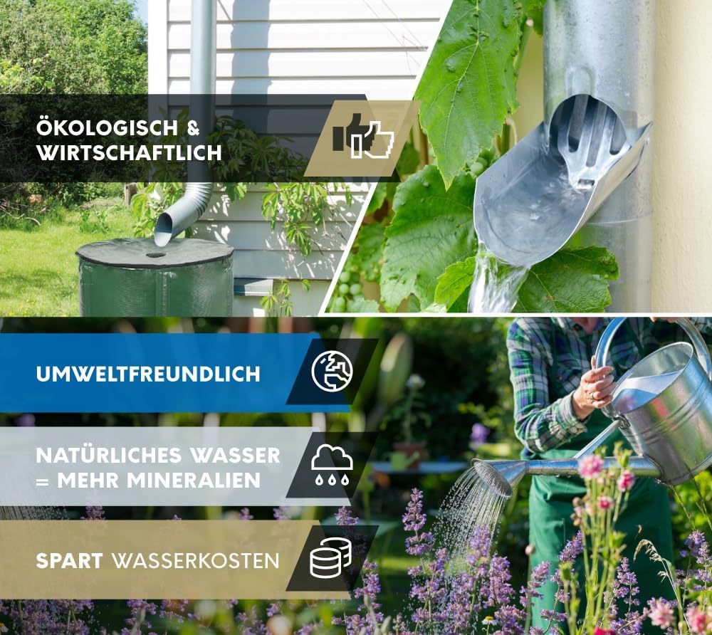 WESTMANN Faltbare Regentonne | 250 Liter Grün | Regenwassertank & Regenfass zum Sammeln von Regenwas