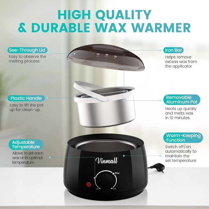 Wachswärmer Waxing Set Wachs Haarentfernung zuhause: Professionell Wax Maschine 4 Packungen wachsper