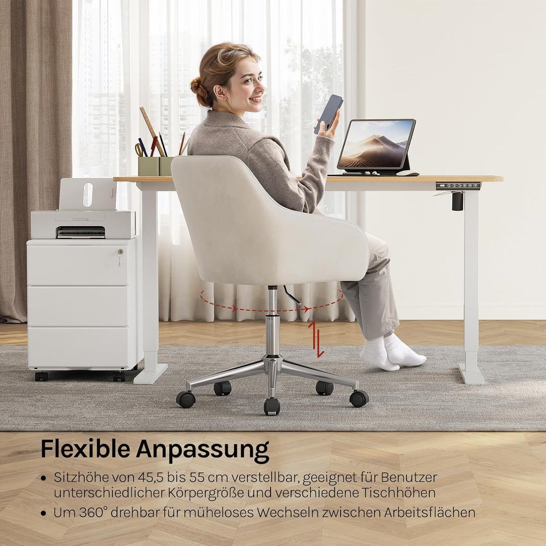 WOLTU Homeoffice Stuhl, Schreibtischstuhl, Drehstuhl, Schminkstuhl, höhenverstellbar, bis 150 kg bel