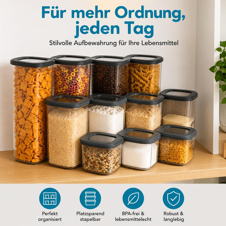 HLKauf Vorratsdosen mit Deckel 6x 1750ml luftdicht diverse Sets Küchenorganizer Aufbewahrungsbox BPA