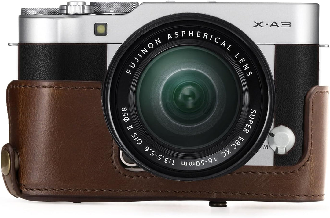 MegaGear MG173 Fujifilm X-A5, X-A3, X-A2, X-A1, X-M1 Ever Ready Leder Kamera-Case mit Trageriemen -