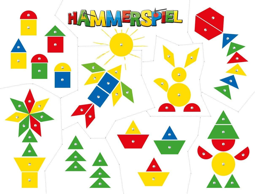 noris Hammerspiel Geschicklichkeitsspiel, Holz‑Klopfspiel mit Korkplatte, Holzteilen & Hammer, Förde