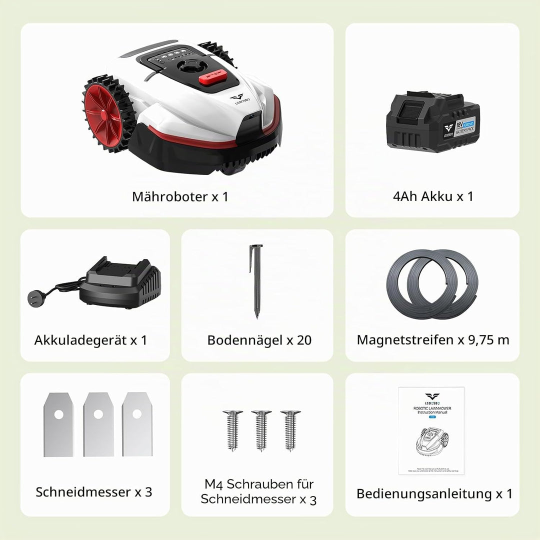 V3 Mähroboter ohne Begrenzungskabel, KI-Visionsnavigation, App-Steuerung, leiser Betrieb, für kleine