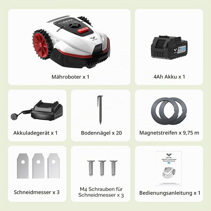 V3 Mähroboter ohne Begrenzungskabel, KI-Visionsnavigation, App-Steuerung, leiser Betrieb, für kleine