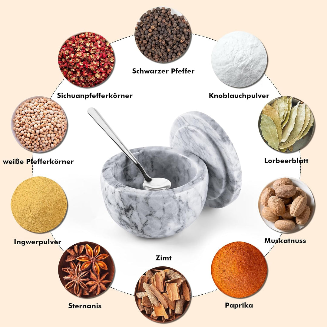 WORHE Marmor-Vorratsdose mit Deckel, Salzstreuer, Kaffeedose, Zuckerstreuer, Honigspender, Geeignet