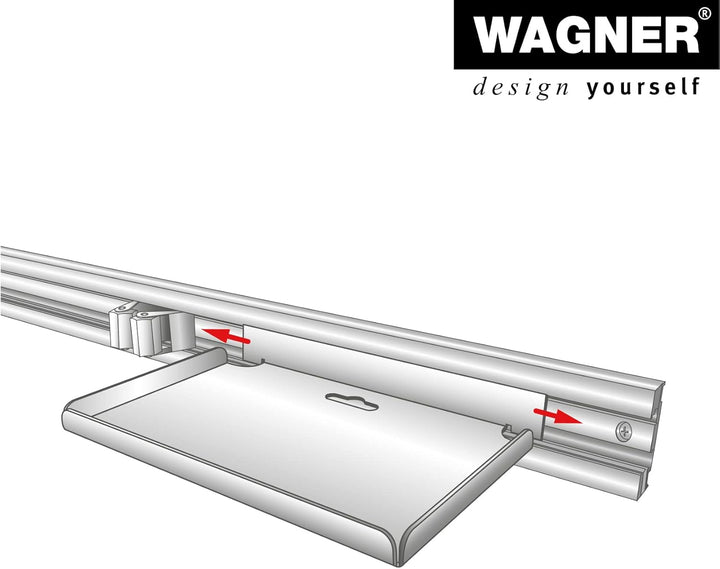 WAGNER - hooks4tools - Gerätehalter ABLAGE - 220 x 130 x 45 mm, Stahl beschichtetet Ral 9006, für Br