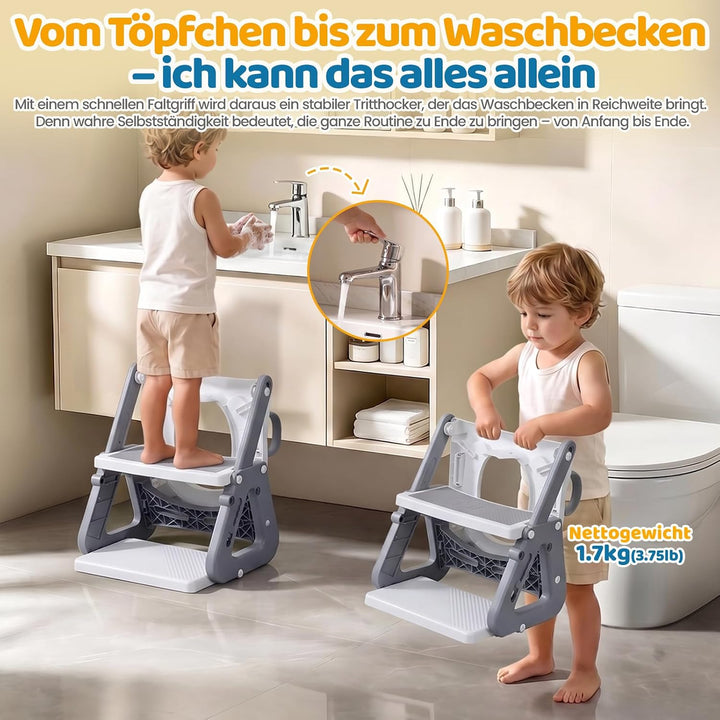 Orzbow Toilettensitz Kinder, Stabil Kinder Toilettensitz mit Treppe und Dreiecksstruktur, Verlängert