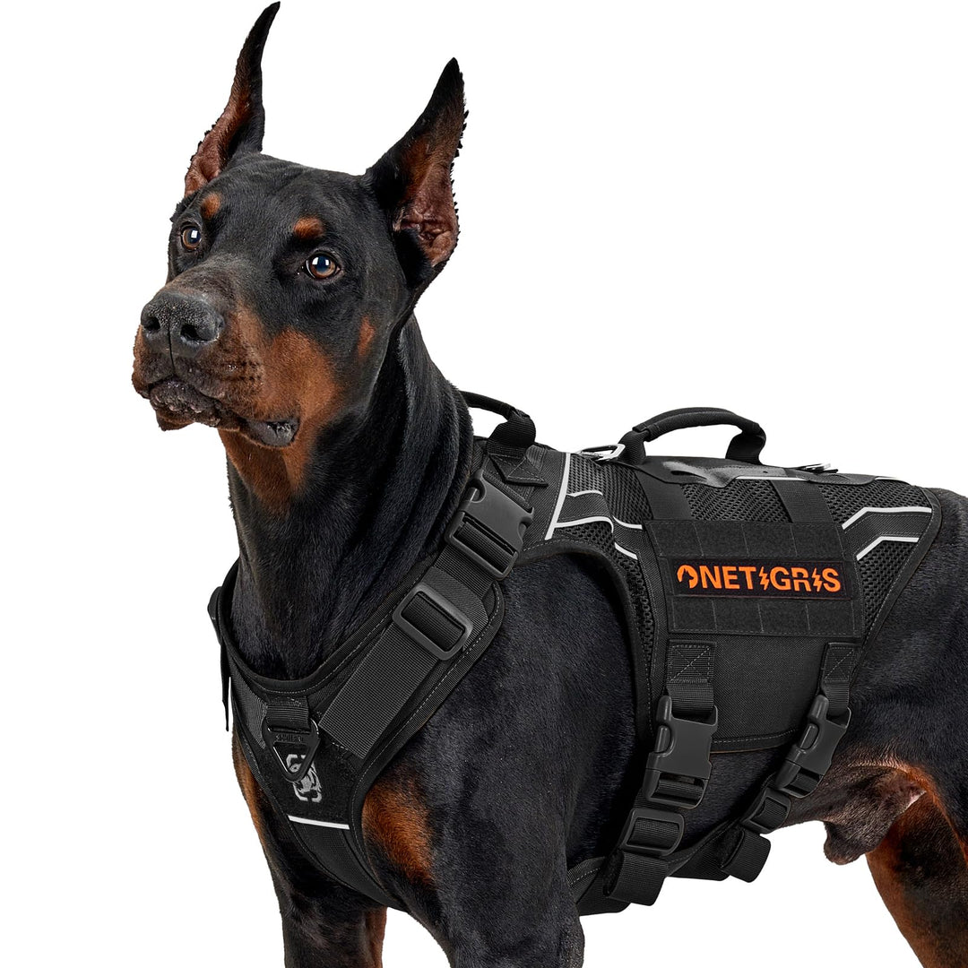 OneTigris Hundegeschirr, AIRE Armor Mesh Einstellbar Sicherheitsgeschirr mit 2 Griffe und 3 D-Ringen