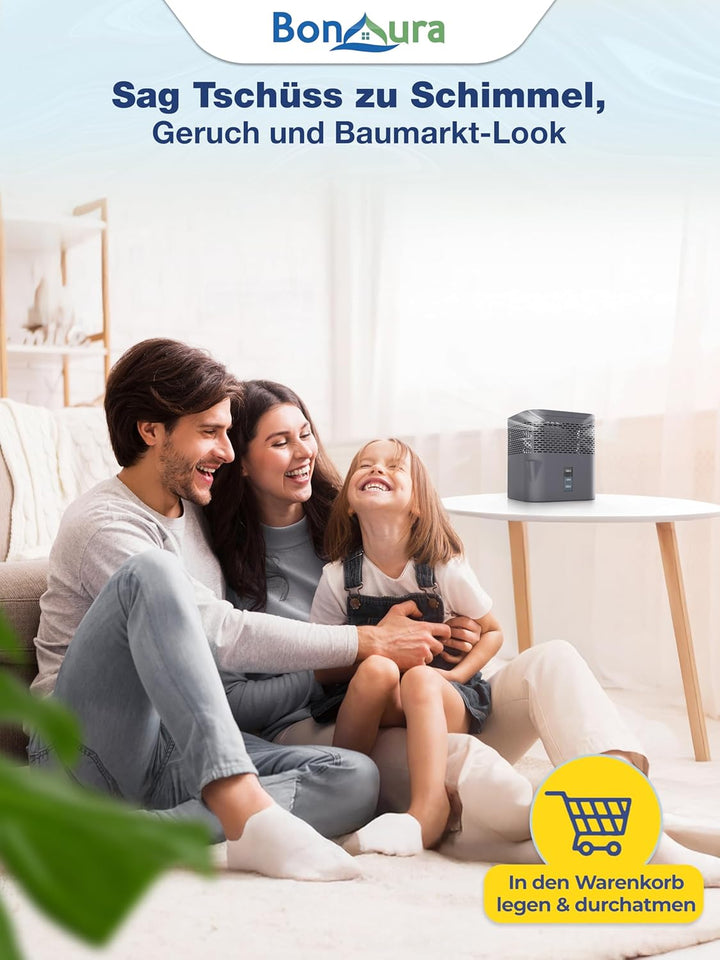 BonAura® Luftentfeuchter ohne Strom - Raumentfeuchter für Keller, Bad uvm. - 450g Luftenfeuchter Nac