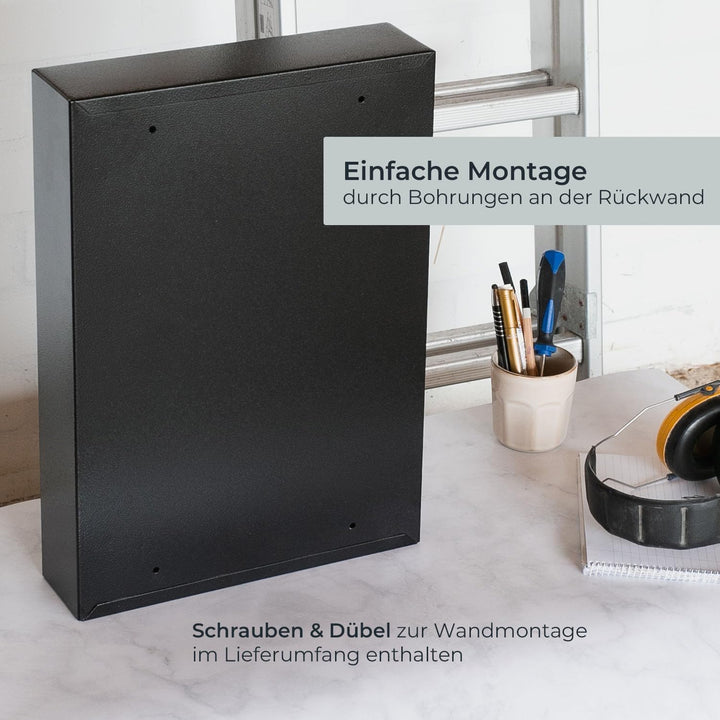 HMF Schlüsselschrank aus Stahl, abschliessbarer Schlüsselkasten für Büro, Verwaltung oder Fuhrpark |