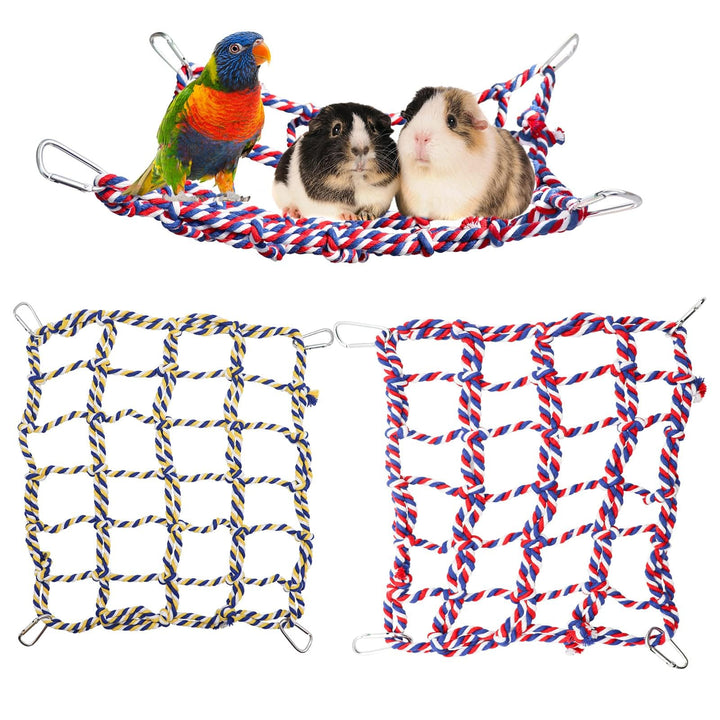 2er Pack Farbiges Kletternetz für Vögel und Kleintiere, Ratten-Kletternetz, Hängende Hängematte, Vog