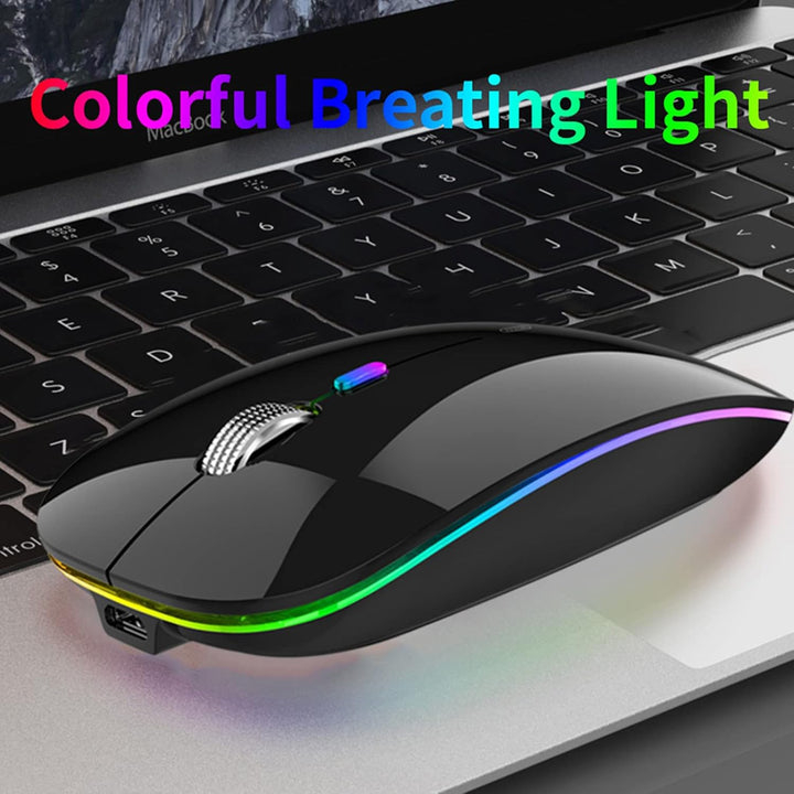 Uiosmuph G12 Maus Kabellos, LED 2.4G Leise Funkmaus Wiederaufladbar Wireless Mousemit Nano-USB-Empfä