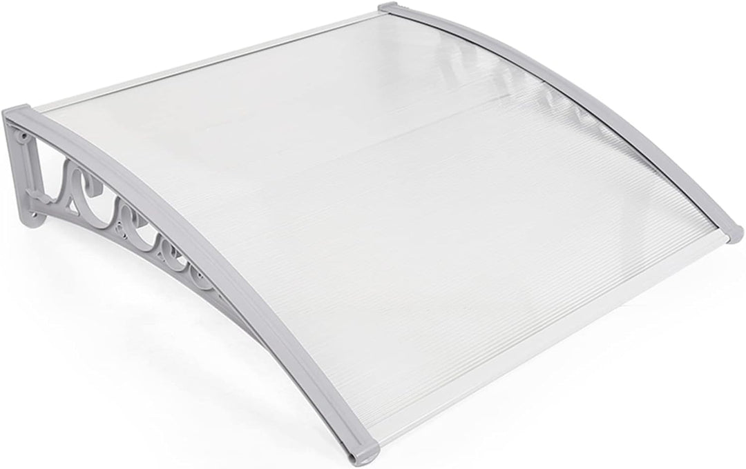 Homewell Vordach für Haustür 100 x 100 cm Weiss, Modern Überdachung Haustür aus PC-Hohlplatte, PP-Ku