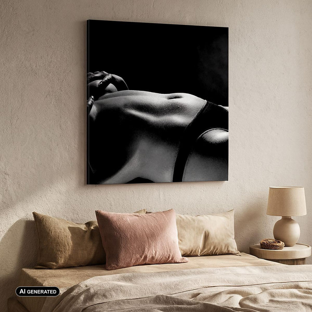 Bilder auf Leinwand 70x70cm Leinwandbild mit Rahmen Anatomie Frau nackt Gross Wanddeko Bild Schlafzi