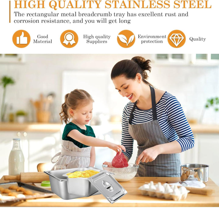 Set 3-teilig GN Behälter 1/6 Edelstahl mit Deckel – Höhe 10cm – Gastro Behälter für Lebensmittelaufb