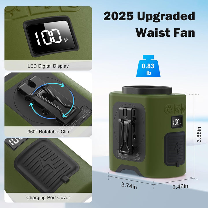 KITWLEMEN 14500mAh Tragbarer Wasit-Ventilator, Wiederaufladbarer persönlicher Clip Ventilator mit Gü
