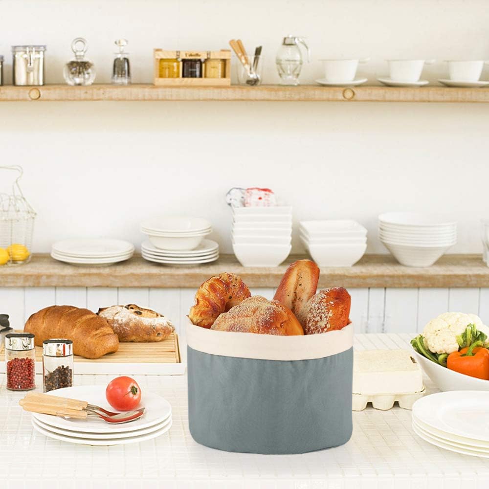 ecooe Brotkorb mit Kordelzug Brotbeutel Ø 25 cm Einfach zu Tragen Brötchenkorb 100% Baumwoll-Brotkor