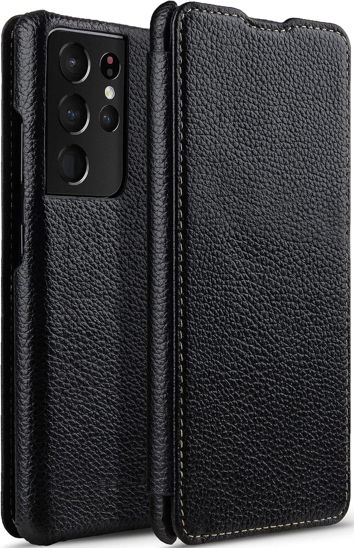 STILGUT Book Case kompatibel mit Samsung Galaxy S21 Ultra 5G Hülle aus Leder zum Klappen, Klapphülle