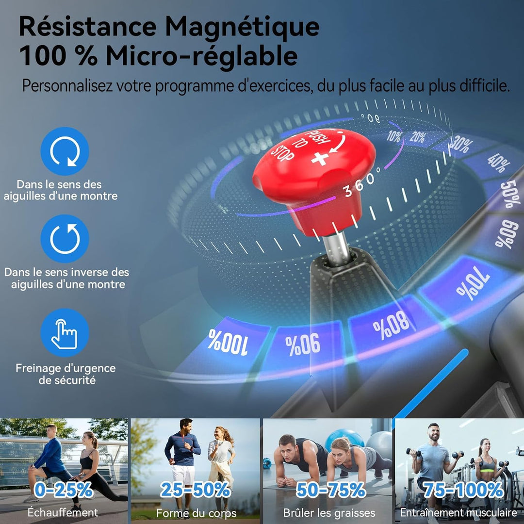 Wenoker Heimtrainer Fahrrad mit App,Leises Ergometer Hometrainer Fahrrad mit Magnetwiderstand