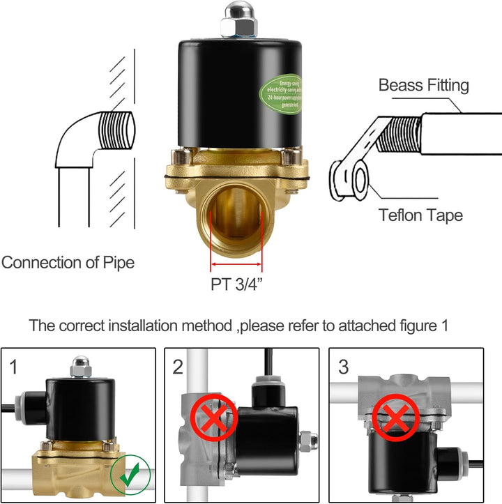 Heschen Messing Elektrisches Magnetventil, 2W-200-20J, PT3/4'', DC24V, Direct Action Wasser Air, Nor
