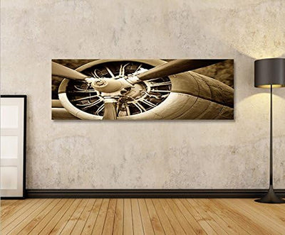 islandburner Bild Bilder auf Leinwand Propeller Flugzeug Motor Panorama XXL Poster Leinwandbild Wand