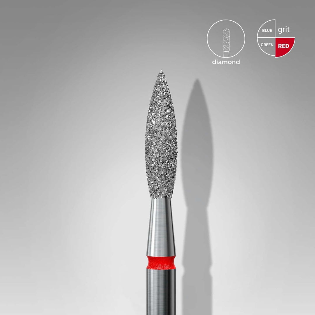 Staleks Pro - Diamant bit - flamme (roter ring) I aufsatz für nagelfräzer I bits für apparative mani