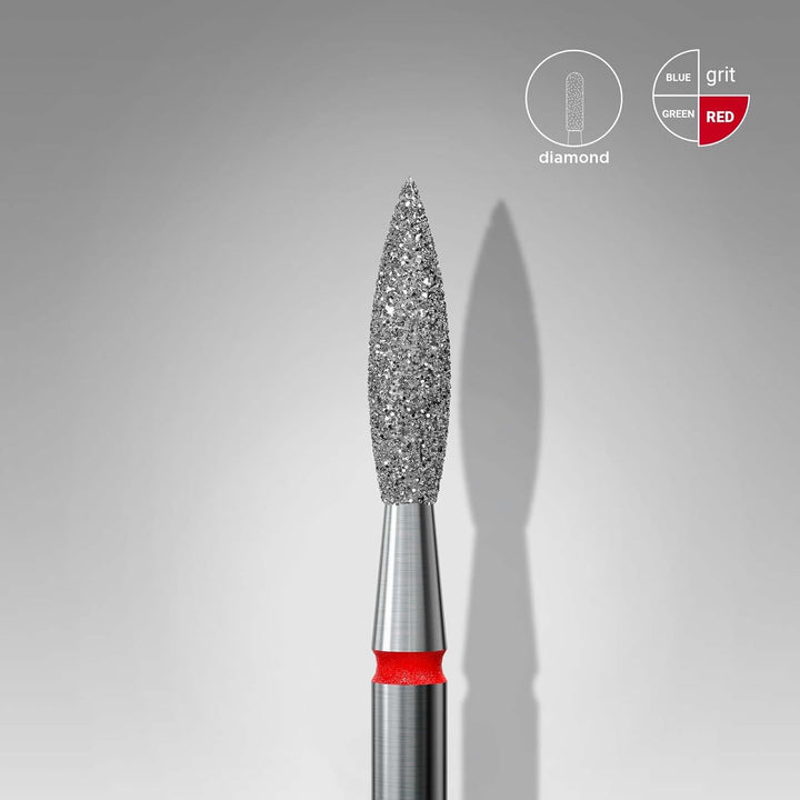 Staleks Pro - Diamant bit - flamme (roter ring) I aufsatz für nagelfräzer I bits für apparative mani
