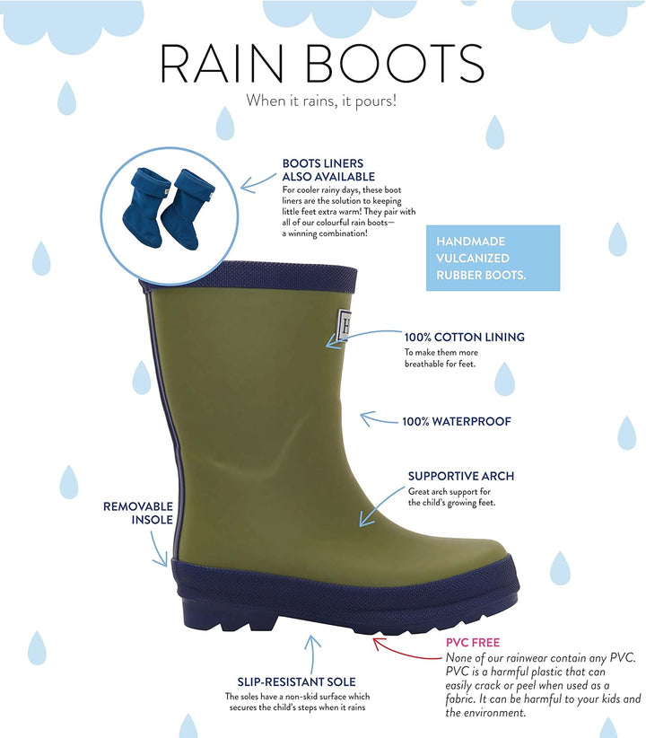 Hatley Unisex Baby Regenstiefel Classic Wellington Rain Boot 20 EU Grün, 20 EU Grün