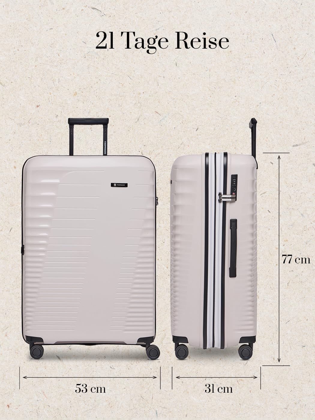 Eco Edition grosser Hartschalen Check-in Koffer nachhaltig | XL Trolley 53 x 31 x 77 cm mit Dehnfalt