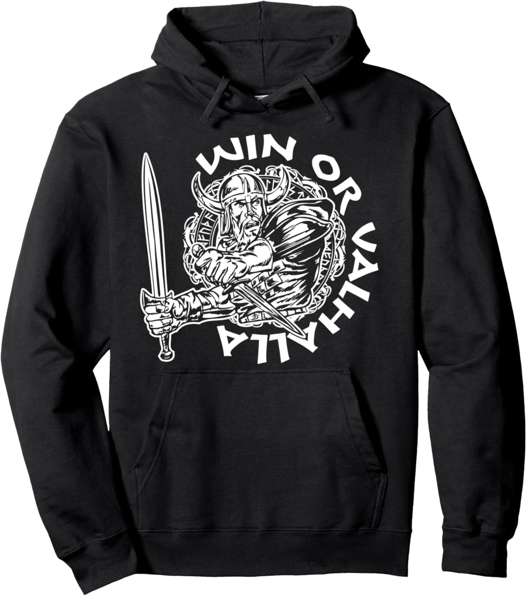 Win Or Valhalla Berserker Wikinger Walhalla Spruch Pullover Hoodie