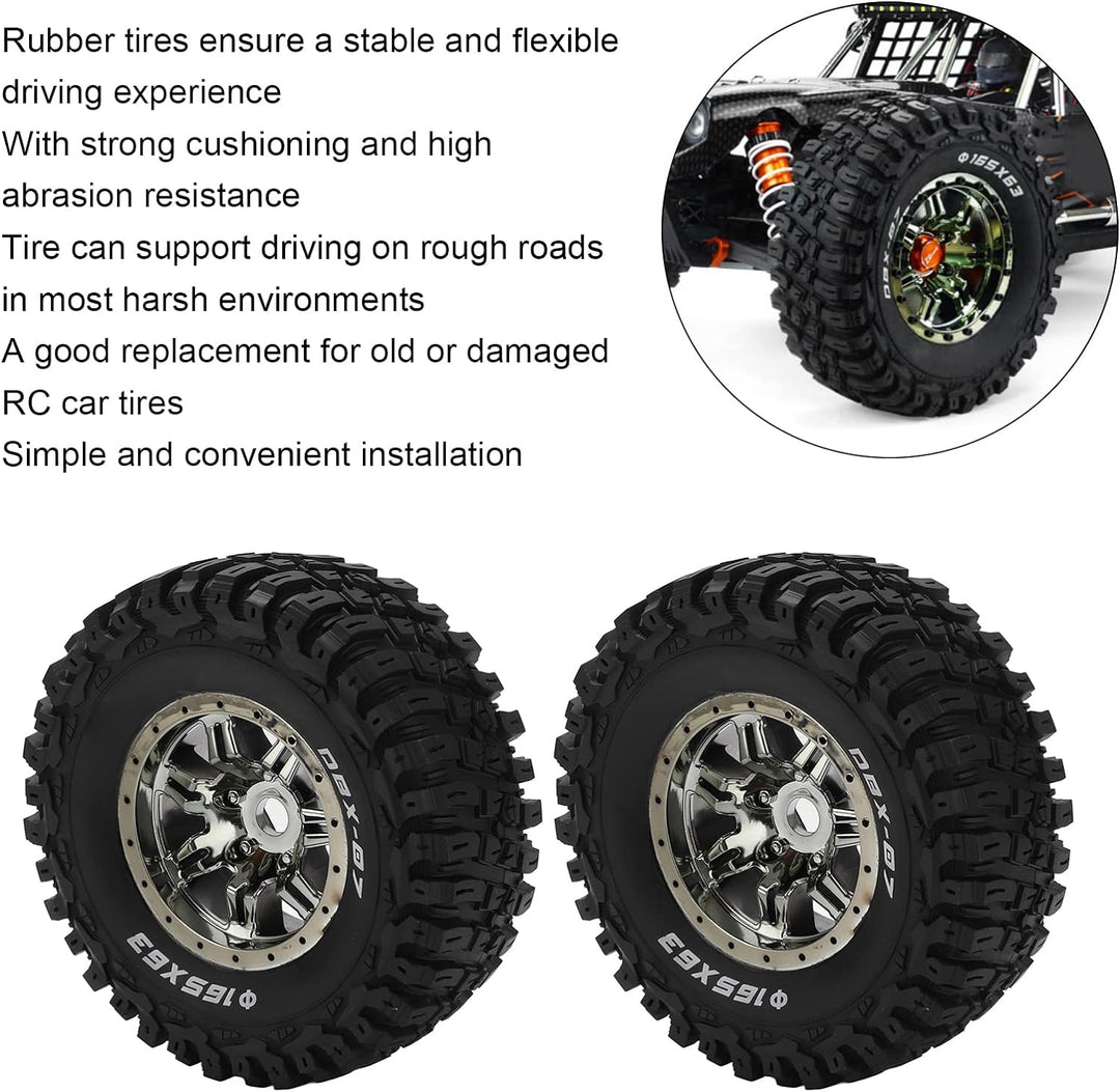 Dilwe RC Gummireifen Set, 165 mm RC Gummireifen Durchmesser, Radreifen für ZD Racing 1/7 DBX‑07 RC C