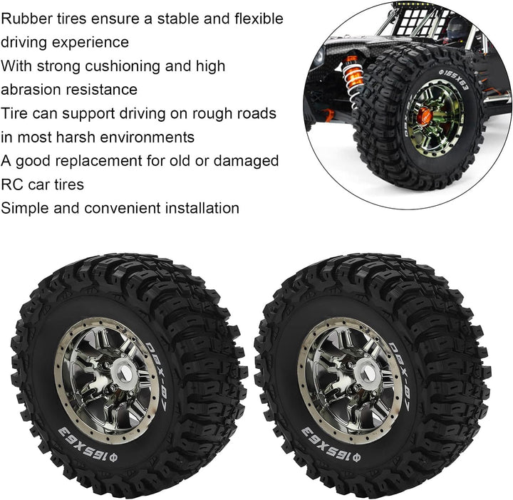 Dilwe RC Gummireifen Set, 165 mm RC Gummireifen Durchmesser, Radreifen für ZD Racing 1/7 DBX‑07 RC C