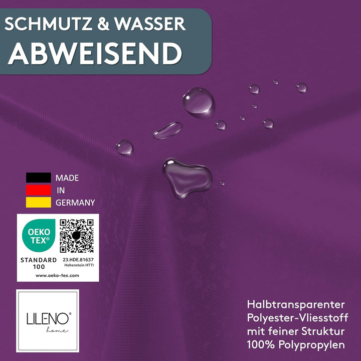 LILENO HOME Tischdeckenrolle 1,10 x 25 m - Tischdecke Lila aus Vlies - Stoffähnlich, abwaschbare Tis