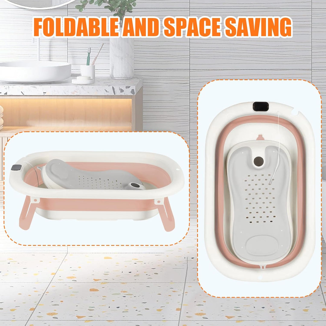 Babybadewanne mit digitalem Temperatursensor, faltbare Babybadewanne, ergonomische Halterung, schnel