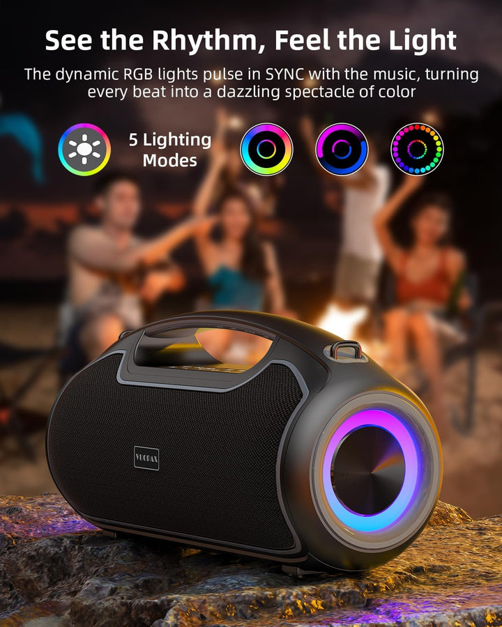Bluetooth Lautsprecher, Tragbare Musikbox Bluetooth 5.3 mit 2 * Subwoofer,200W Spitzenleistung/Bass
