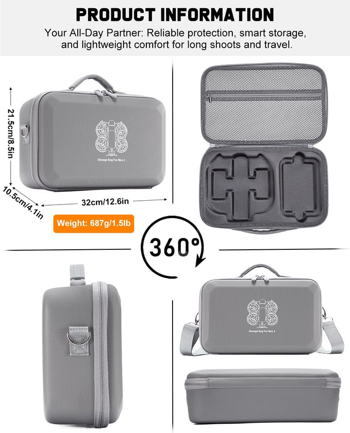 Harte Tasche für DJI Neo 2 Fly More Combo, Handtasche für Neo 2 Zubehör, Case für Neo 2 Drohne RC-N3