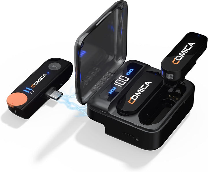 comica Vimo-S UC 2.4GHz Lavalier Wireless Mikrofon für USB-C Android Smartphone mit Ladebox, 200M Üb