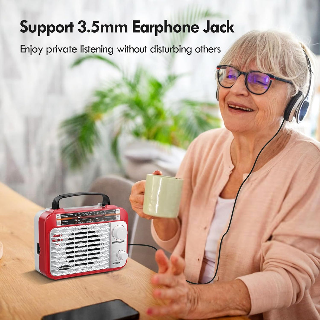 Multiband AM/FM/SW1-2 Radio Transistorradio AC oder batteriebetrieben mit bestem Empfang Grosser Lau