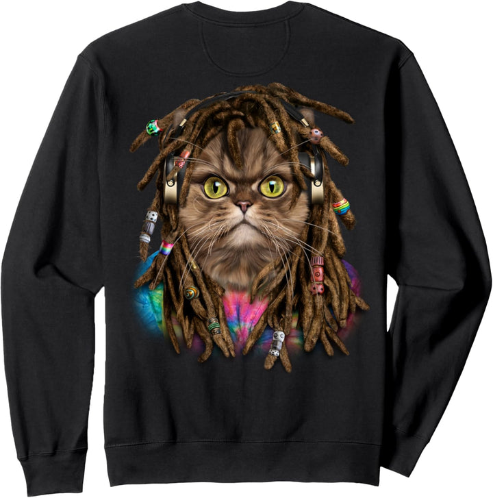 Tabby Katze mit Reggae Dreadlocks Haar Sweatshirt