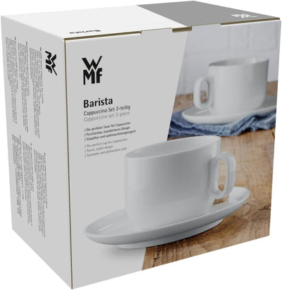 WMF Barista Tassen Set 4-teilig, zwei Kaffeetassen 160 ml mit Untertassen für Cappuccino, Porzellan,