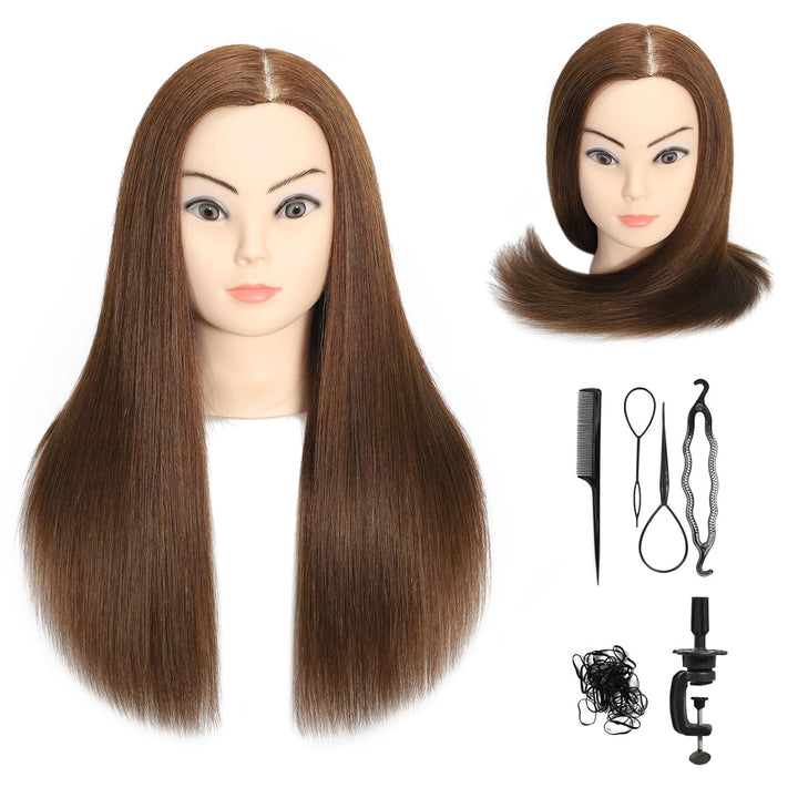 Mannequin-Kopf, 80% Echthaar, 45,7-50,8 cm, Trainingskopf, Kosmetologie, Puppenkopf, Übungskopf für