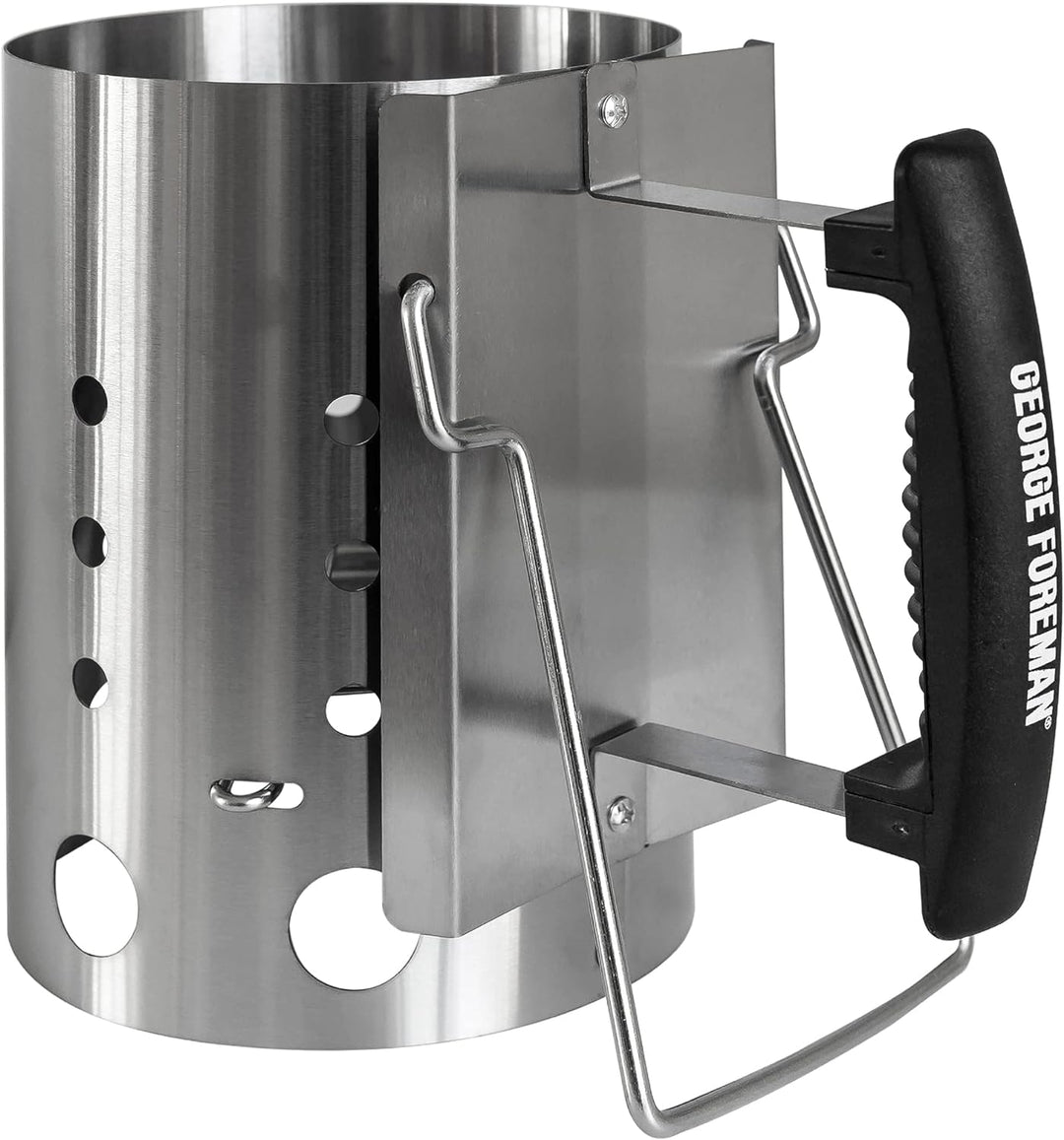 George Foreman Holzkohle-Starter, 14 cm Durchmesser, tragbarer Grill, Kohlebrenner, leicht und langl