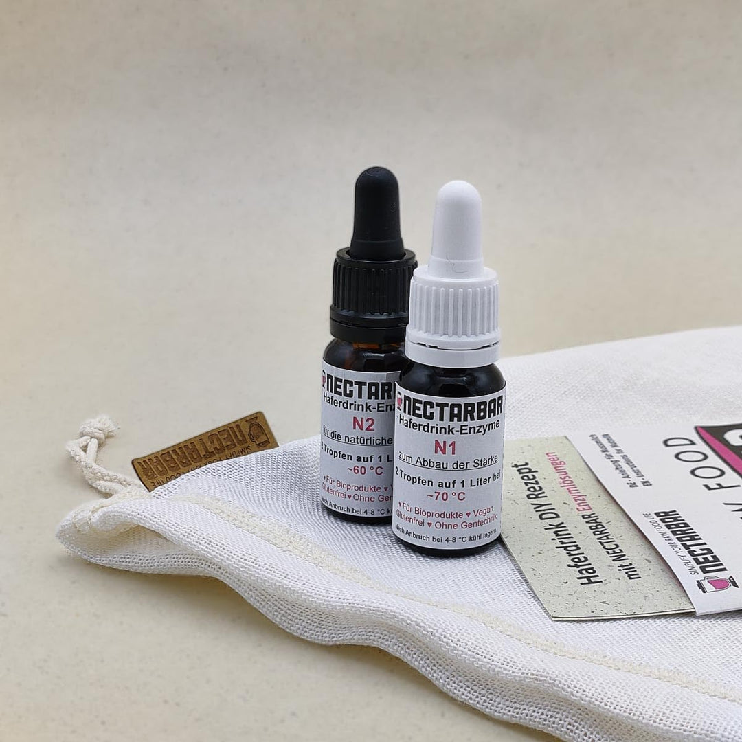 Enzym-Set N1 + N2 • Haferdrink DIY • Getreidedrinks selber herstellen Enzymlösungen, Enzyme zur Stär