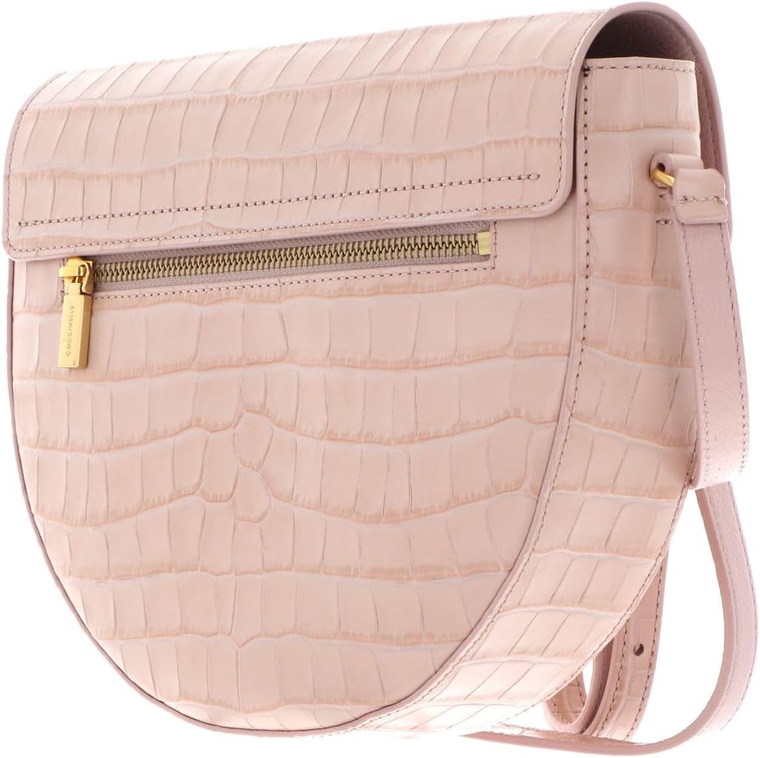 Coccinelle Leder Umhängetasche Schultertasche Beat Croco Shiny Soft Crossover Bag New Pink, New Pink