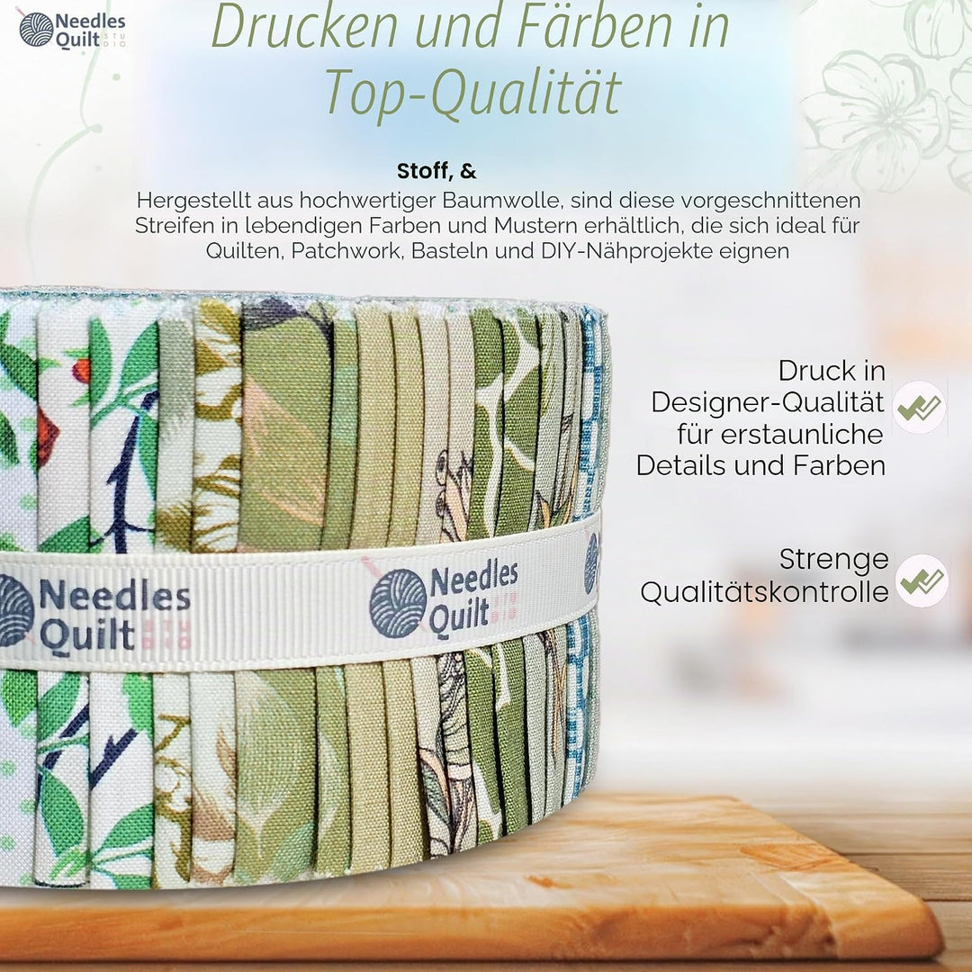 Needles Quilt Studio – 6,3 cm vorgeschnittenes 40 Stoffstreifen Bundle (Sommerwald) | Baumwollstreif