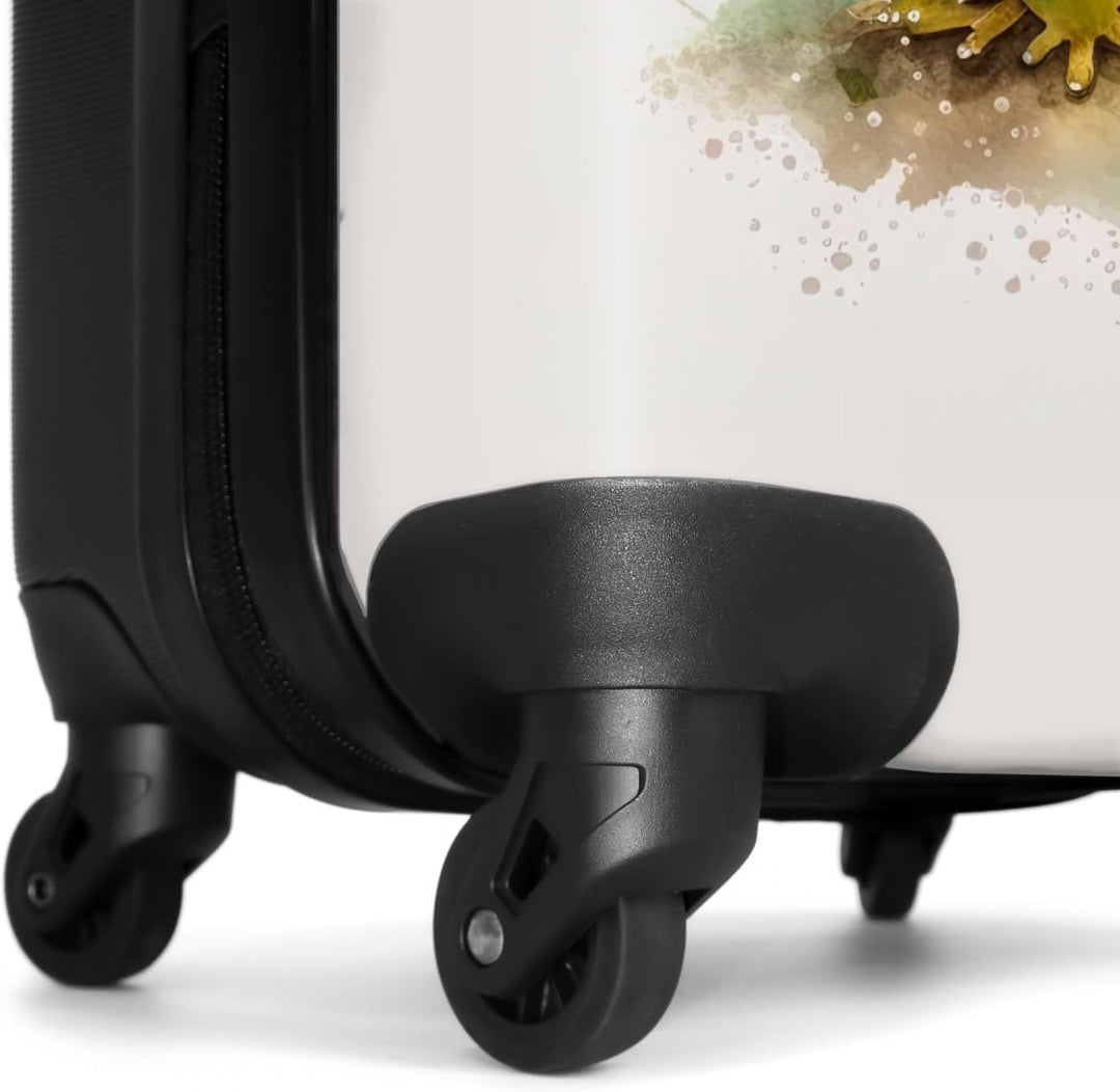 NoBoringSuitcases.com® Koffer Handgepäck Trolley Rollkoffer Kleine Reisekoffer - Frosch - Grün - Aqu