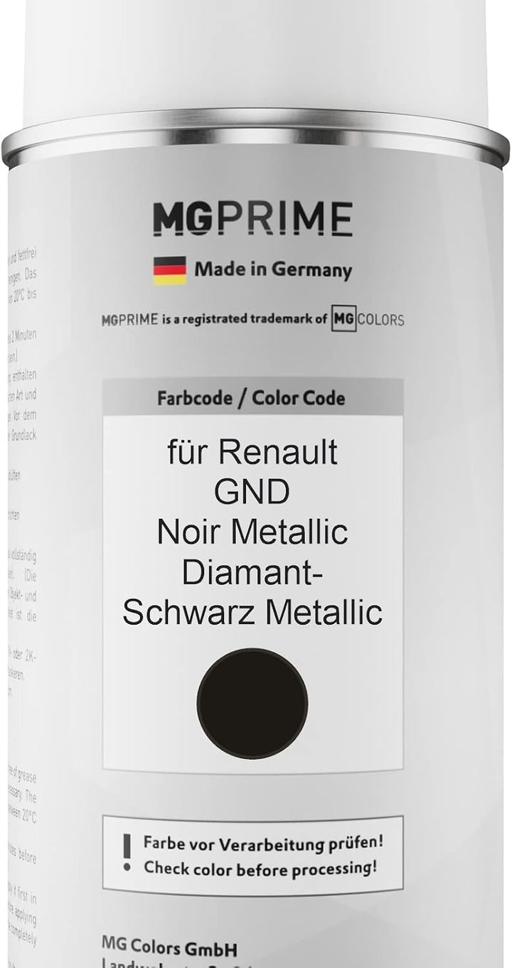 MG PRIME Autolack Sprühdosen Set für Renault GND Noir Metallic/Diamant-Schwarz Metallic Basislack Kl