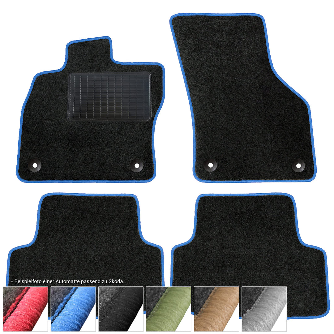 moto-MOLTICO Fussmatten Auto Velours Autoteppiche Schwarz Automatten Set 4-teilig passend für Skoda