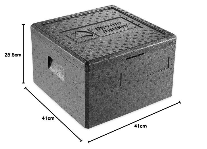 thermohauser EPP-Thermobox Pizza schwarz mit Deckel - 25 Liter - 41 x 41 x 25,5 cm - Pizzabox für Li